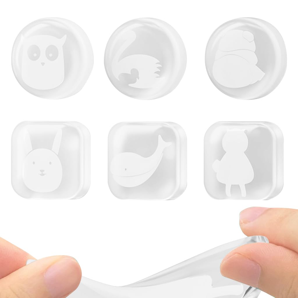 HASTHIP 6pcs Door Knob Bumpers Cartoon Transparent Self Adhesive Door Stopper Rubber Pads Wall Protector Door Knob Wall Shield Rubber Buffer Crash Pads Door Stoppers, 4x4cm