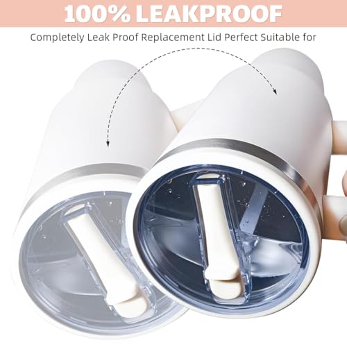 HASTHIP® 6PCS Flip Straw Lid Replacement 40 oz Fit for Stanley Leaking Proof Seal Tight Tumbler Lids Fashion Transparent Universal for Cup
