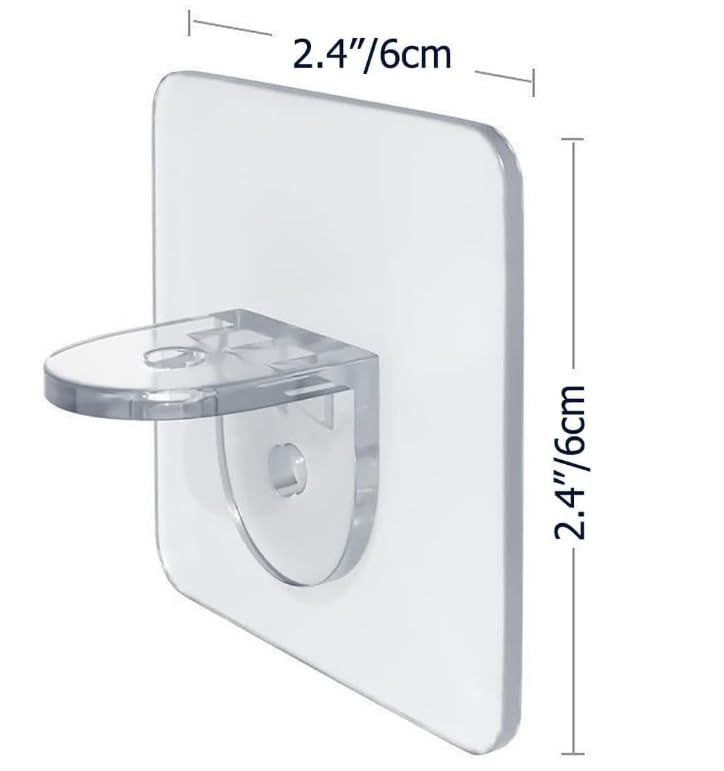 Zibuyu Transparent Self Adhesive Shelf Brackets for Kitchen and Closet featuring 7x7cm No Drill Acrylic Holders | 20 Pcs