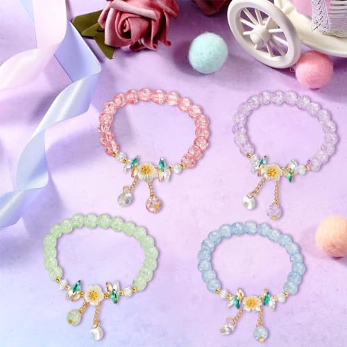 Venzina® 12PCS Beads Bracelet for Girls Floral Charm Friendship BFF Fashion String Color Jewelry Gift for