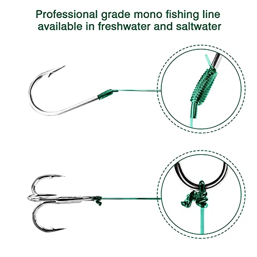Proberos® Super Strong Fishing Line 100m Diameter 0.52mm 48.7LB Nylon Accessories Soft Durable Green Maximum Pulling Force 22KG 3PCS