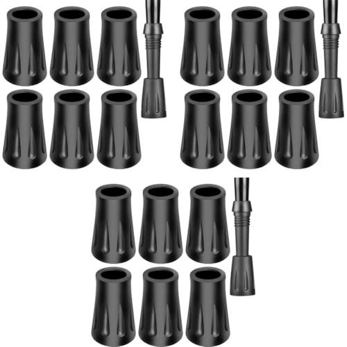 Proberos® 18PCS Trekking Pole Rubber Tips 11mm Universal Replacement Ferrules for Hiking Walking Sticks Ski Poles Durable Anti-Slip Gear Accessories