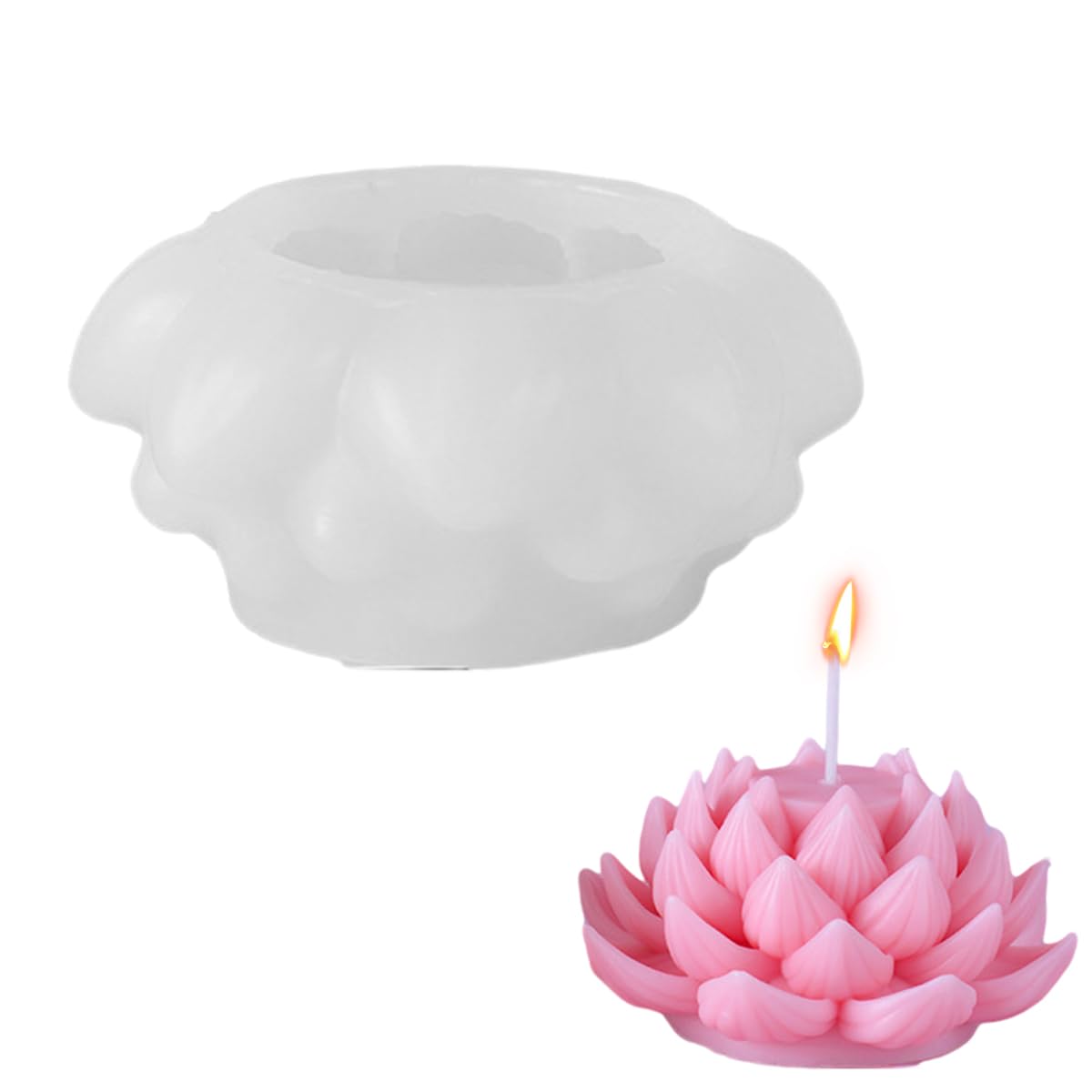 Supvox® Lotus Resin Silicone Moulds - Cake Chocolate Mold 3D DIY Fondant Candle Soap Mould, Blooming Lotus Resin Aromatherapy Candles Gift Mold