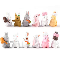 HASTHIP® 12 Pcs/Set Rabbit Miniature Decorative Showpiece, Fairy Garden Miniature Rabbit Figure Mini Bunny Animal Figures Crafts Ornament Accessories for Home Décor