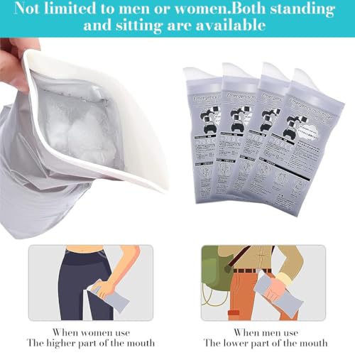 ZIBUYU® 8Pcs Disposable Urine Bags for Men & Women (700CC) Portable Leak-Proof Urine Collector, Urobag, Pee Safe for Travel, Camping, Hiking, Flights & Emergency Use