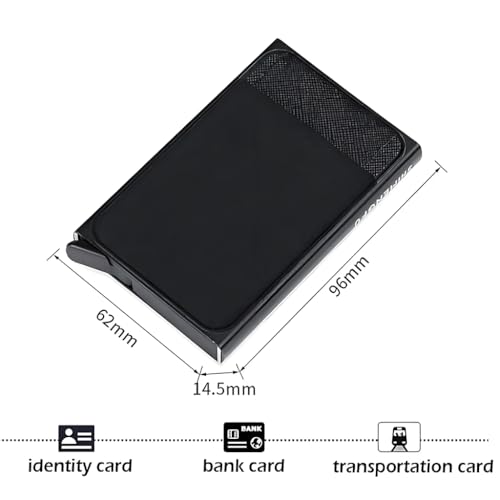 ZIBUYU® SHIMENGFU Slim RFID Blocking Card Holder Wallet For Men Women, 10-12 Card Capacity, Anti-Magnetic Pop Up Aluminum Case, Quick Access Credit Card Organizer, Black, Minimalist Pocket Size