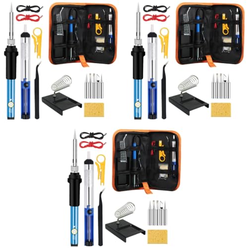 HASTHIP® Soldering Iron Kit 60 Watt Original Adjustable Temperature Welding Tool With Gun 15PCS Tips Desoldering Pump Stand Tweezers