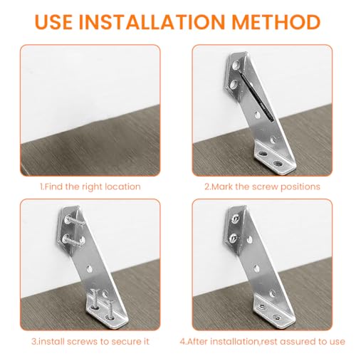 Serplex® 140PCS Shelf Brackets with 60PCS Screws 2MM Thickening Furniture Corner Connector Stainless Steel Angle Heavy Duty for Wooden Panel Woodworking Crafting