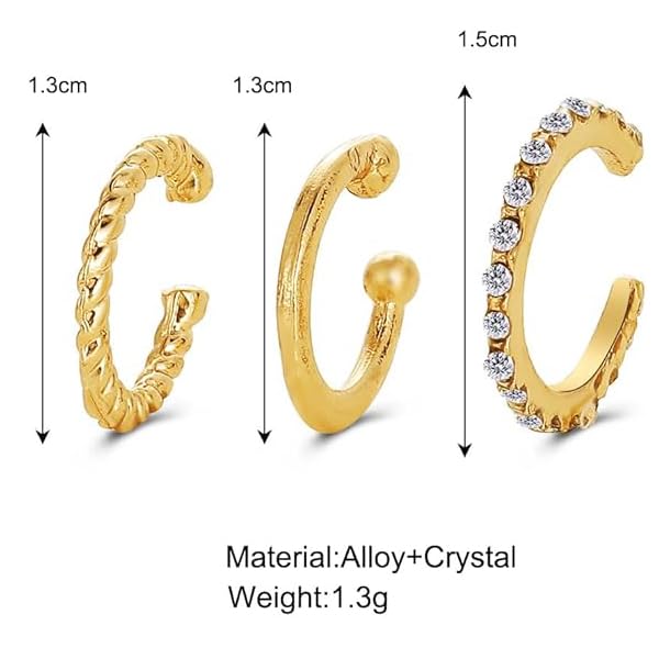 ZIBUYU Ear Cuffs Without Piercing for Women featuring Adjustable Secure Fit Alloy Set 18PCS