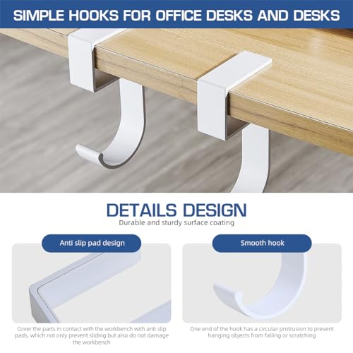 Serplex® 6PCS Desk Hook Aluminum Alloy Underdesk Nail-Free Cabinet Shelf Cupboard Hanging for Bag Headphone Backpack 10Kg Loading Capacity Per Hook
