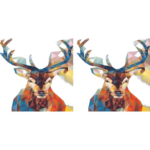HASTHIP® DIY Oil Painting Acrylic Figures Paint by Number Adult with 3X Magnifier Card Printed Multicolor 2 PCS