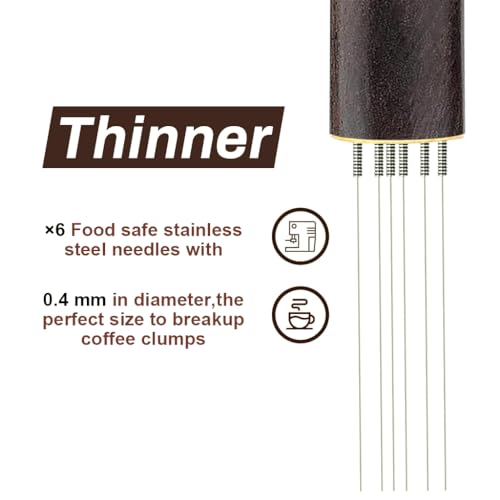 Supvox® Coffee Accessories Set: 55m Espresso Coffee Tamper & 6- Pin Distributor, Food Grade Stainless Steel, 0.4mm Fine Pin Distributor with Wooden Handle, Barista Espresso Coffee Accessories