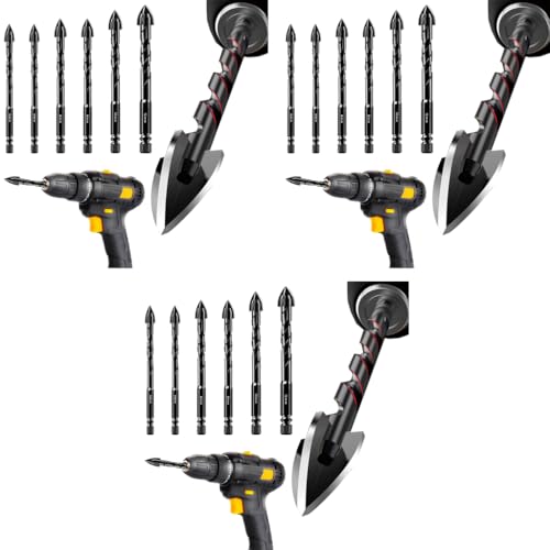 Serplex® 6PCS Drill Bit Set 6mm-12mm Masonry Tungsten Carbide Universal Hex Shank for Power Tool Electric Rotary Tile Brick Cement Concrete Glass