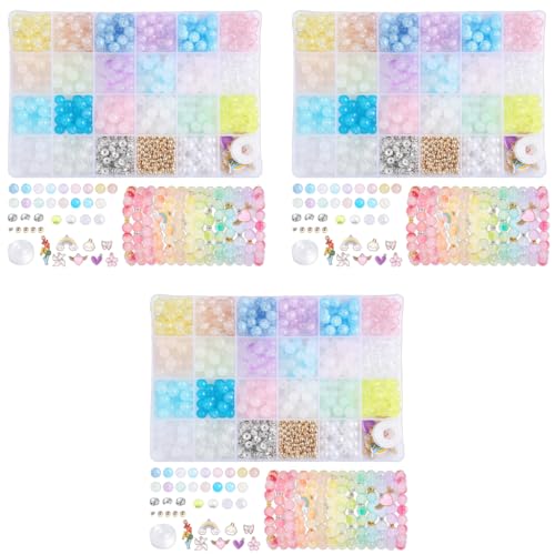 SANNIDHI® 2010PCS 8mm Bracelet Beads for Making, Cracked Crystal Glass Kit for Kids Activity, 24-Grid Color Round Jewellery DIY with Charms Spacer