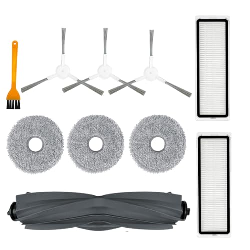HASTHIP® 9Pcs Replacement Parts for Dreame L10 Primei, Spare Accessories with 1 Main Brush, 3 Side Brushes, 3 Mop Cloth, 2 Filters, Cleaning Brush