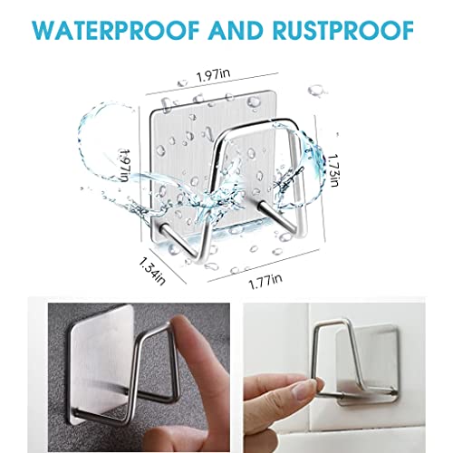 HASTHIP® 4 Pack Sponge Holder, Kitchen Sink SUS304 Stainless Steel Rustproof Waterproof Self-Adhesive Sponge Holder, Quick Drying Strong Sponge Holder for Sink Cloths, Drain Plug (Silver)