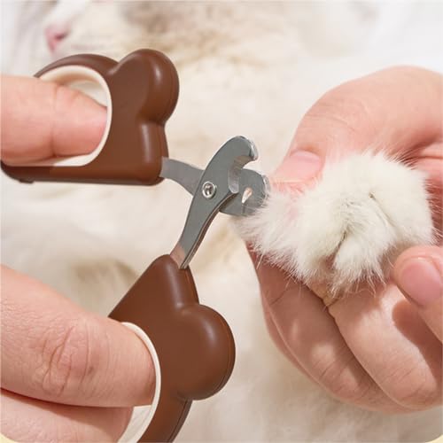 Qpets® Cat Nail Cutter, Cute Brown Bear Design Dog Cat Nail Clippers, Stainless Steel Nail Cutter PP Handle Dog Nail Grinder Pet Nail Trimmer for Dogs Cats