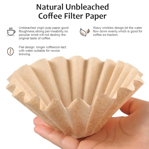 Supvox® 100 Counts Basket Coffee Filters Basket-Shaped Coffee Filter Paper for Drip Coffee Maker Natural Unbleached Coffee Filters Paper