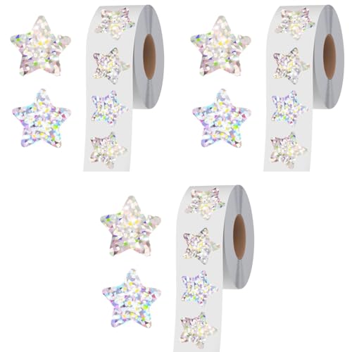 HASTHIP® 500PCS Holographic Glitter Star Stickers 1 inch 2.5cm Self Adhesive Small for Reward Charts Incentive Sparkly Kids Teachers School Office