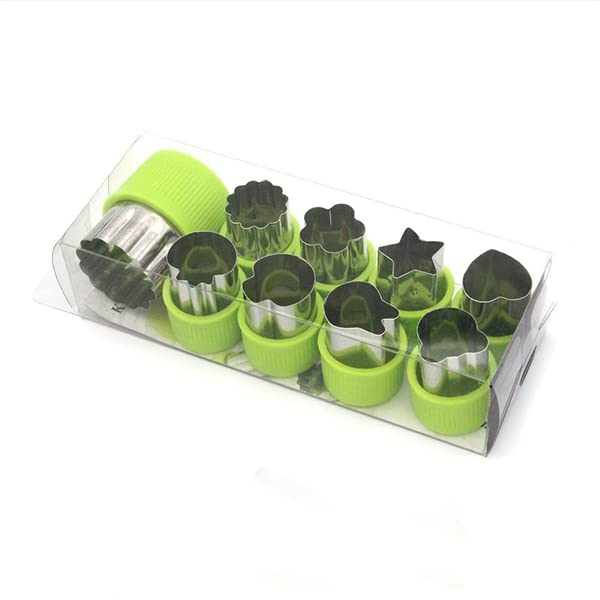 ZIBUYU Vegetable Shape Cutter for Kids with 9 Molds and Thickened PP Handle | Food‑Grade Stainless Steel for DIY Pastry and Cookies
