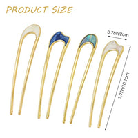 ZIBUYU® Hair Pins for Women Girls Stylish French Metal U Pins for Hair Forks Hair Clips, Pins Sticks Hair Accessories Juda Pins for Hair Bun Women & Girls (Blue & White) 4 Pcs