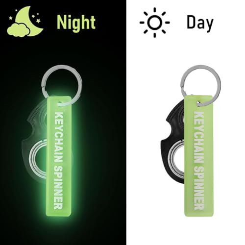 ZIBUYU® Whirling Key Chain Glow-in-The-Dark Letter Embossed Label Charm Keyring Metal Fidget Anxiety Relief Small Gadget Gift for Men Women 3 PCS