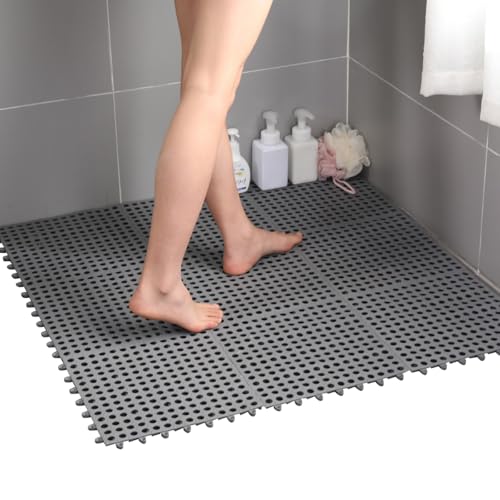 HASTHIP 9Pcs Bathroom Anti-Slip Mats 30x30cm DIY Assembly Porous Suction Cup Anti-Slip Mats Bath Tub Mat Multi Purpose Anti-Slip Mats Door Mat for Kitchen, Bathroom