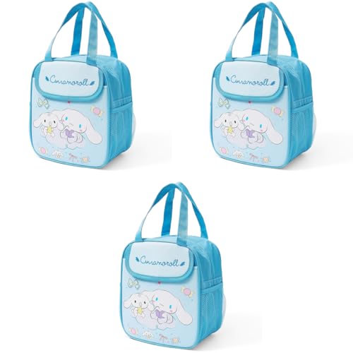 HASTHIP® Lunch Bags for Kids Cartoon Cinnamoroll Bento Box Tote with Handle Insulated Outdoor Camping School 20x13.5x23cm 3PCS