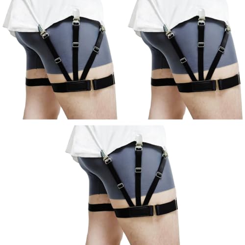 GUSTAVE® 6PCS Shirt Stays for Men Formal Adjustable Tucker Belt with Elastic Garters Holder Suit Accessories Suspender for Man