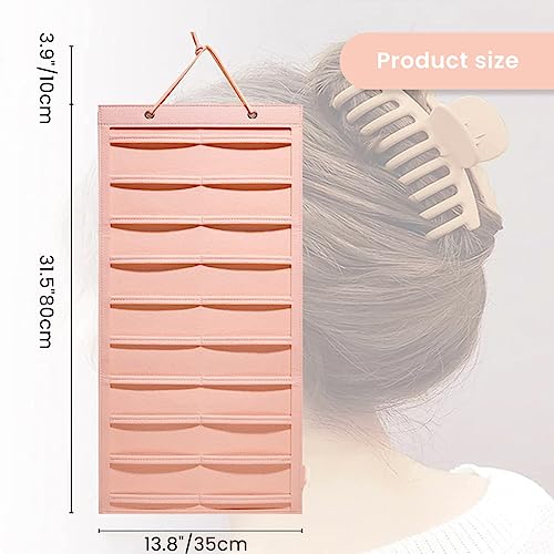 HASTHIP® Hanging Hair Claw Clip Holder Organizer for Women Girls, Claw Hair Clips Storage Organizer for Wall, Door - Hair Banana Barrettes Jaw Clips Display Holder - Pink