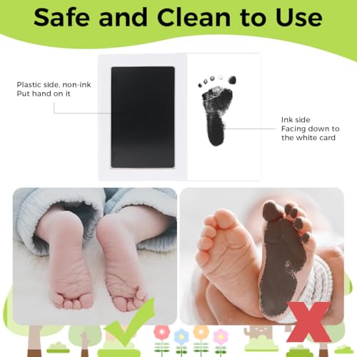 SNOWIE SOFT® 6-Pack Safety Baby Foot Print Kit Inkless Milestone Cards for Pets Babies Newborn Print with 6 Sheet Papers Need Air Dry for 25-40 Minutes 12 PCS
