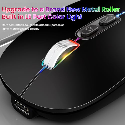 Verilux® Wireless Mouse Rechargeable Battery Level Visible Bluetooth 2.4G 3.0 5.0 for Laptop 1600DPI Ergonomic Silent Compatible with iPad PC Mac Windows iOS Black 2 PCS