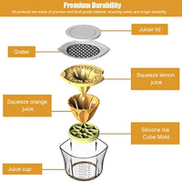 Supvox® 5 in 1 Manual Juicer with Strainer and Silicone Ice Mold, Multi-Function Citrus Juicer, Orange Juicer with Measuring Cup, Grater, Fresh Fruit Juice Press for Bar, Kitchen