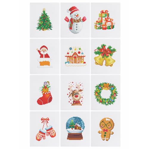 HASTHIP® 12pcs Flower Mini Diamond Art Kits for Adults, Diamond Painting Kits Quick Gem Art for Beginner,1-Hour Postcard-Style, Home Wall Decor