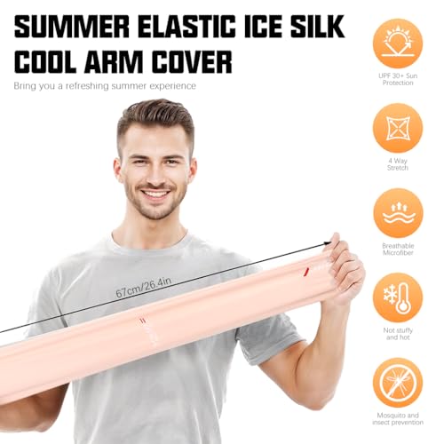 PALAY® Sun Protection Gloves for Women Men Non-Slip Touch Screen Arm Sleeves Breathable Silk Cooling UV Hand Sleeve Full Arm Bike Riding Driving Cycling 2PCS