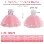 PATPAT® Unicorn Costume Princess Dress for Girls,4-6 Years Old, Pink Toddler Fancy Dress Up for Party School Activities Festivals - Size 110cm