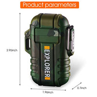 ZIBUYU® Dual Arc Plasma Lighter USB Electric Windproof Beam Arc Lighter Flameless Arc Lighter Rechargeable Electric Lighter for Camping, Hiking, Adventure, Survival Tactical Gear - Green