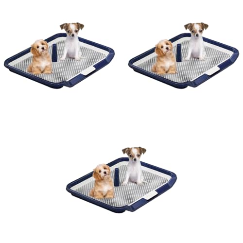 Qpets® Indoor Dog Potty Training Tray Mesh Puppy Toilet Non-Slip Reusable Easy Clean Pet Pee Poop for Small Medium Dogs 65x50cm 3 PCS