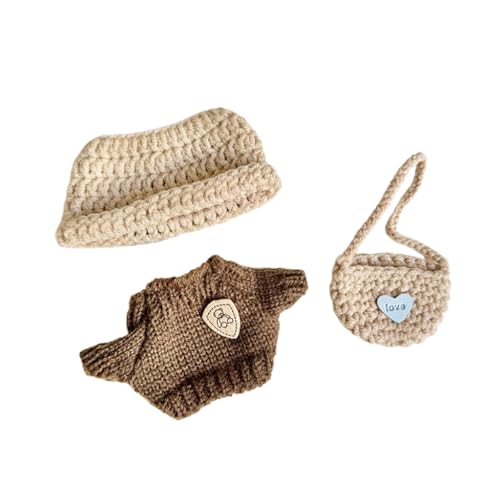 PATPAT® Clothes for for 17cm Doll,Handcrafted Crochet 3-Piece Set 17cm Doll,Premium Outfit with Accessories