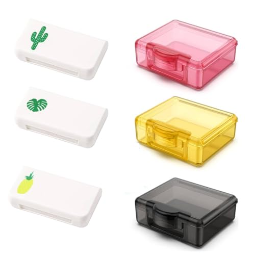 HANNEA® 4Pcs Portable Pill Box Combo, Small Pill Organizer with 3 Compartments, Moisture-Proof Travel Pill Case for Vitamins, Medicine, Supplements, Fish Oil, Pocket, Purse, DIY, Crafts