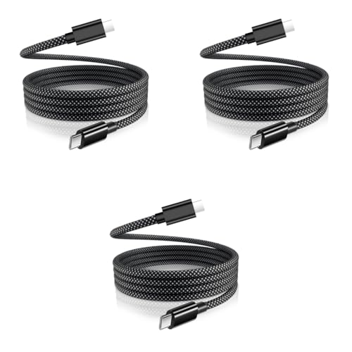 Verilux® 3.3Ft Type C to C Cable 100W Fast Magnetic Charging 480Mbps Data Transfer Nylon Braided for iPhone 16 Plus Pro Max 15 Galaxy S24 S23 MacBook 3 PCS