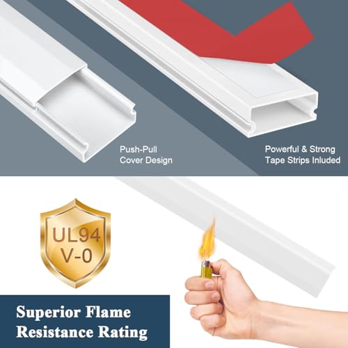 Serplex® 9PCS Cord Hider 15.7 Inches Connectable Cable Cover for Wall, Sliding Raceway, Wire Hider for TV, White