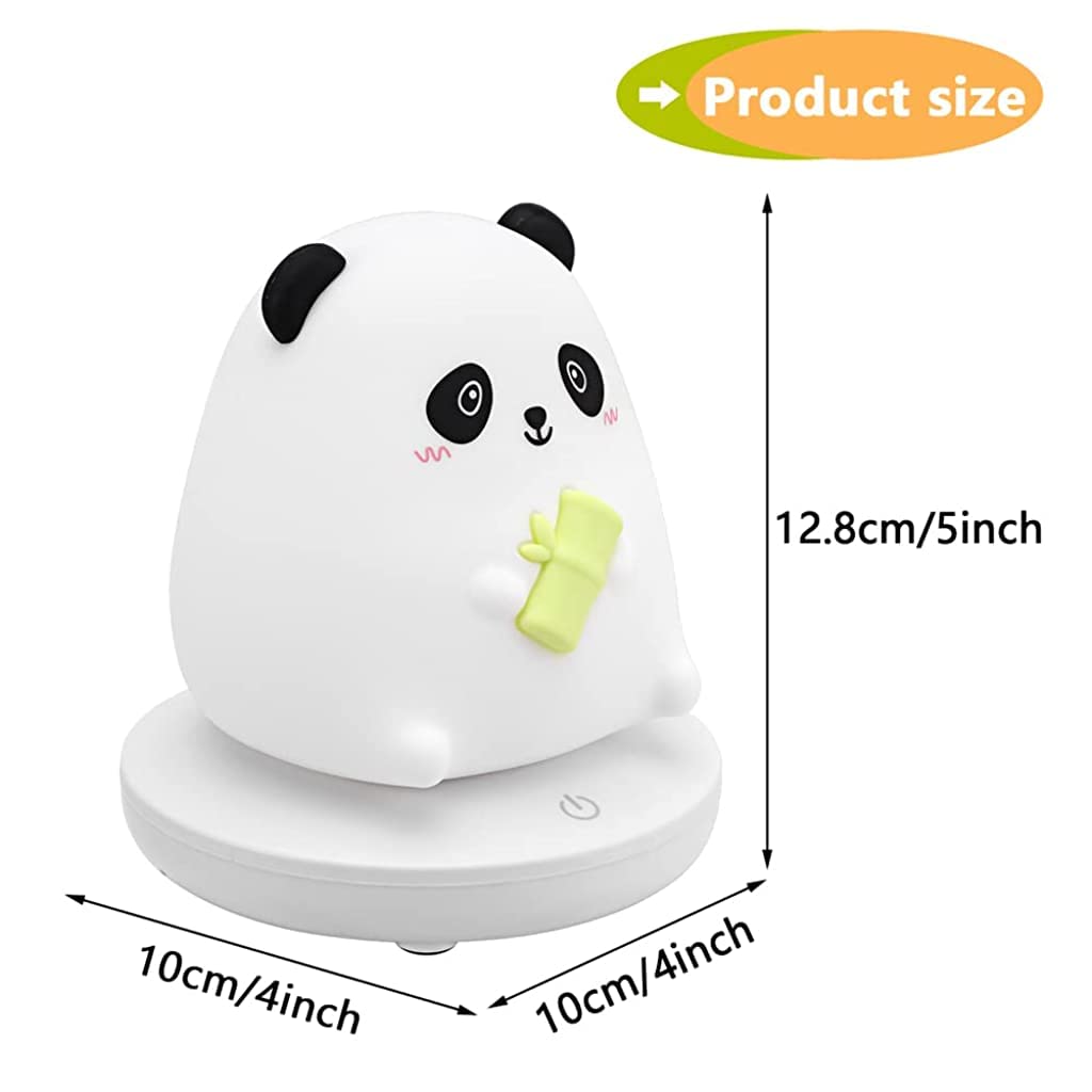 Verilux® Panda Night Light with 3-Brightness Warm Light Smile Panda Night Light Soft Silione Lamp USB Rechargeable Nursery Night Light for Boys Girls Bedroom