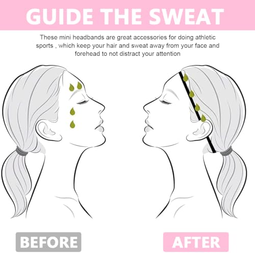 MAYCREATE® 12PCS Sports Hair Band for Men Elastic Gym Women Non-Slip Mens Head Bands Stretchy Thin Athletic Workout for Womens