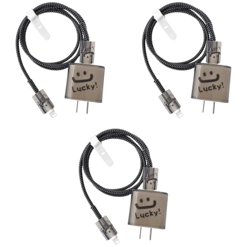 Verilux® Charger Protectors for iPhone 15 14 20W Charger Cover Charging Cable Spring Coil Protector with Simle Face Connector Sleeve for Adapter 3PCS