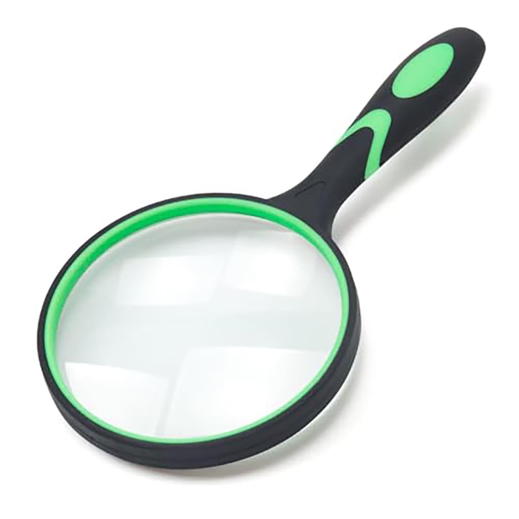 ZIBUYU Magnifying Glass for Reading with 5X 100mm Real Glass Lens and Ergonomic Handle | Ideal for Seniors and Kids