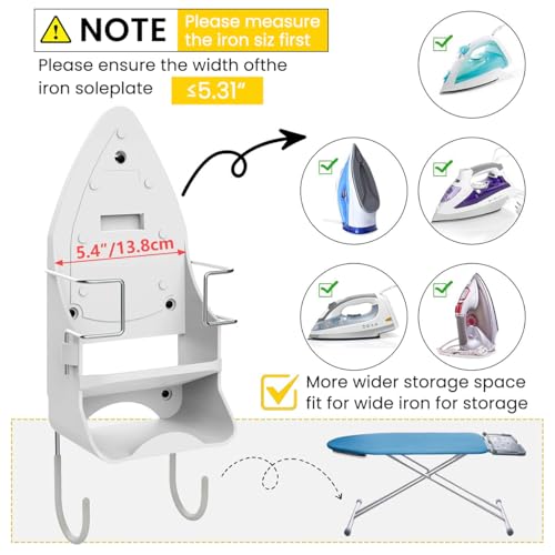 HASTHIP® Wall Mount Iron Board Hanger Electric Holder Storage Organizer with Removable Hooks for Household Bathroom Laundry Room 3 PCS