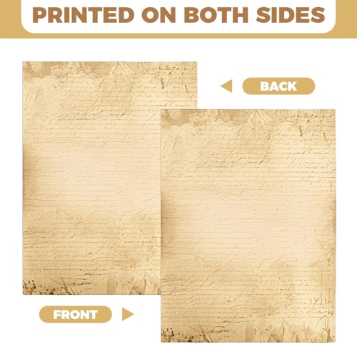 OFIFO® 50 Sheet A4 Vintage Letter Papers, Double Sided Scrapbooking Writing Papers Backgroud Papers, Journaling Notebook Refills, Yellowish Retro Style Papers, 210x285mm