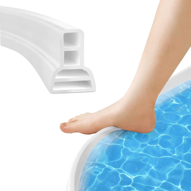 HASTHIP Shower Water Barrier for Wet and Dry Separation with Self Adhesive Design 39.3in Rubber Threshold White