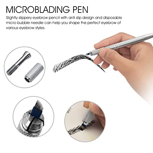 MAYCREATE® Microblading Eyebrow Pen Needle Kit with Finger Gloves Black Tattoo Ink for Practicing Practise Skin Tool for New Beginners 3PCS
